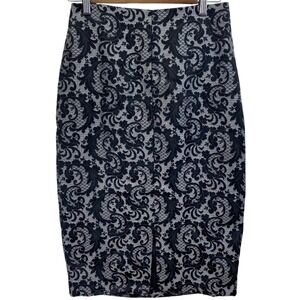 Worthington Women's Black‎ Gray Jacquard Pencil Skirt Size 4 Lined